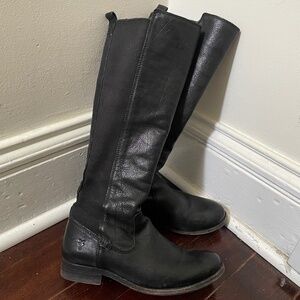 Frye black leather riding boots